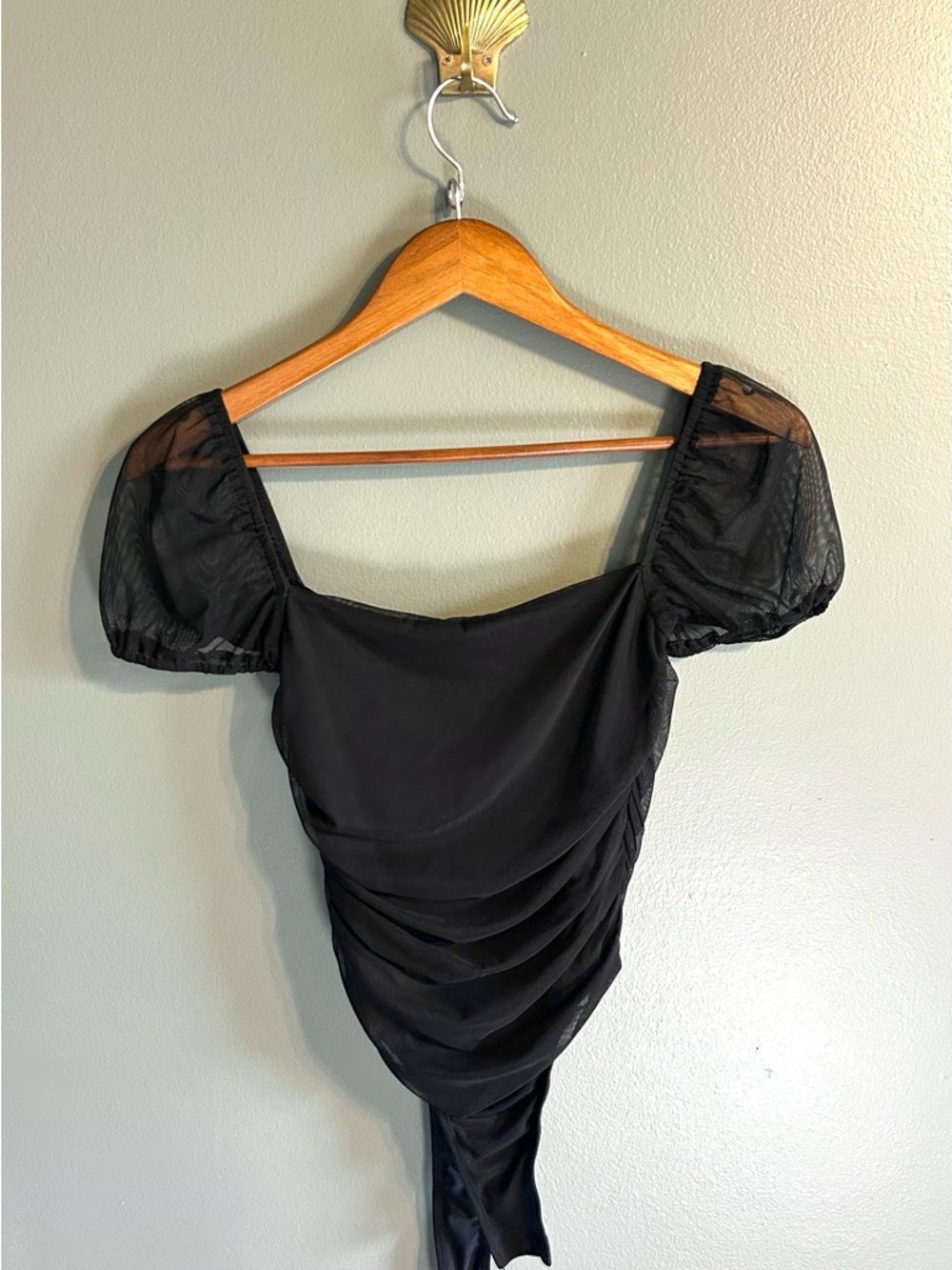 Princess Polly Black Mesh Puff Sleeve Bodysuit Sz 4 - Picture 11 of 12